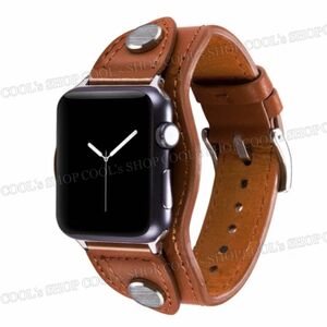 ライトブラウン Apple Watch 交換用 レザーバンド ベルト アップルウォッチ 茶 バンド 本革 ステンレス コンパチブル