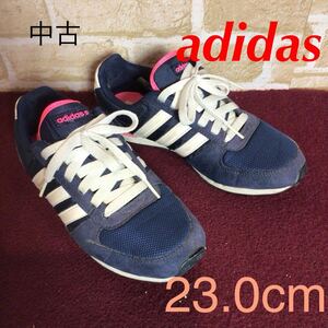 [ selling out! free shipping!]A-337 adidas! sneakers! navy blue color! pink!23.0! walking! usually put on footwear!adidas neo! used!