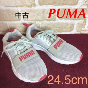 [ selling out! free shipping!]A-358 PUMA! sneakers! gray! pink!24.5cm! running! walking! stylish! used!
