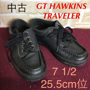 【売り切り!送料無料!】A-360 GT HAWKINS トラベラー!カジュアルシューズ!黒!ブラック!7 1/2 25.5cm位!普段履き!スニーカー!中古!