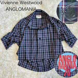 【ヴィヴィアンウエストウッド アングロマニア】Vivienne Westwood ANGLOMANIA　チェック シャツ オーブ刺繍 38