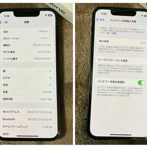 美品 iPhone13 mini 128GB SIMフリー、純正レザーケース付、バッテリー最大容量 85%、NW利用制限◯の画像5