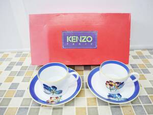 ◆高級食器 ｜2組まとめ カップ＆ソーサー｜KENZO ケンゾー KZ5120 花柄｜クロッキュス ■O2702