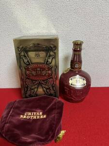 JP1219＊古酒 未開栓品 ROYAL SALUTE ロイヤルサルート 21年 赤 陶器ボトル スコッチ ウイスキー 700ml 40% 巾着 箱＊