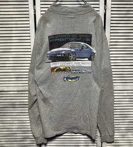 激レア・AFDA 1スタ グレー 袖プリント 長袖 Tシャツ ロンT 　ポルシェ　928 スーパーカー クラシックカー 車 90s ヴィンテージ anvil