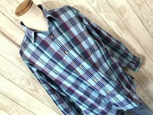  beautiful goods *[ Vintage ] Christian Dior big Silhouette check long sleeve shirt L rare model 