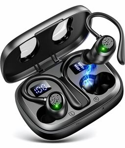 「超軽量 耳掛け式イヤホン」 ワイヤレスイヤホン イヤホン bluetooth LEDディスプレイ表示 Bluetooth5.3チップ搭載 8時間+52時間連続再生