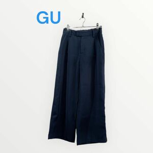 GU ジーユー イージーワイドクロップドパンツ ネイビー S