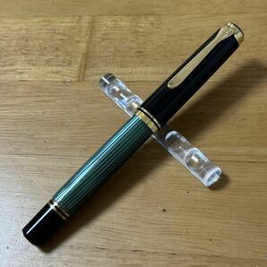 ジャンク 廃盤 Pelikan ペリカン Souveran スーベレーン M800 万年筆 グリーンストライプ 緑縞 初期型 プレート尻軸 吸引式 W.Germanyの画像1