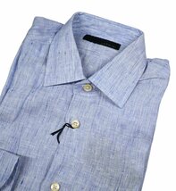 夏の清涼ブルーリネン！【 LARDINI / ラルディーニ (伊 】チラ見えするフラワー刺繍と着たときのシワ感が洒脱な 麻シャツ 38 /S_画像2