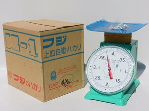 【ほぼ新品同様/送料無料/9】富士計器 フジ 上皿自動はかり 最大4kg 目量10g 平皿付き アナログ計量器 未使用 美品 ストック品