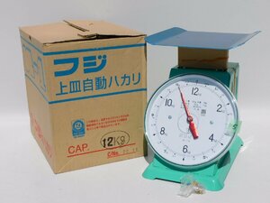 【ほぼ新品同様/送料無料/5】富士計器 フジ 上皿自動はかり K1-12 最大12kg 目量50g 平皿付き アナログ計量器 未使用 美品 ストック品