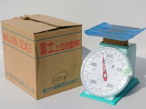 【ほぼ新品同様/送料無料/22】富士計器 フジ 上皿自動はかり 最大500g 目量2g 平皿付き アナログ計量器 未使用 美品 ストック品