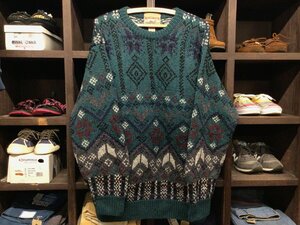 ADIRONDACK HAND KNIT NORDIC WOOL SWEATER SIZE L アディロンダック ハンド ニット ノルディック ウール セーター サヴィルロウ 手編み