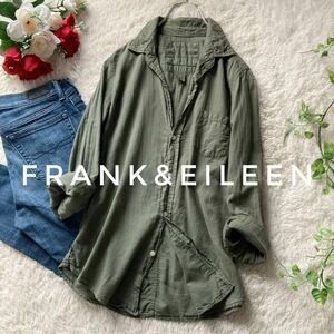 フランクアンドアイリーン　BALLY　スキッパーシャツ　綿　カーキ　アメリカ製　XSサイズ　Frank&Eileen