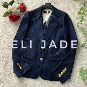 eli jade　紺ブレザー　ウールテーラードジャケット　金ボタン　36サイズ　韓国古着　