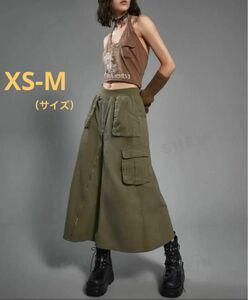 【新品未使用】カーゴスカート カーキ アーミー XS-M