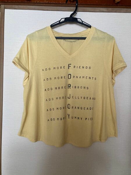 半袖　Ｔシャツ　イエロー　Ｖネック　FORJOY 