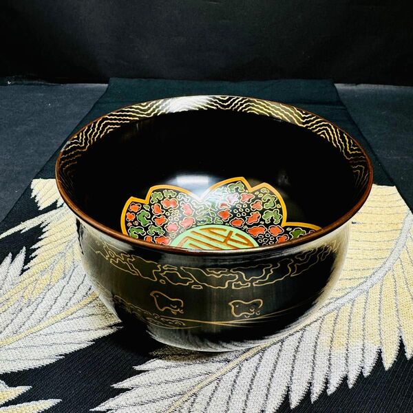 漆器　輪島塗　沈金　金蒔絵　木製　盃洗　鉢　大椀　1客　骨董品 菓子器