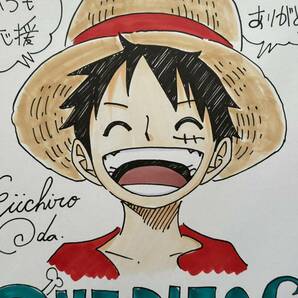 【サイン色紙】 尾田栄一郎 『ONE PIECE』（ワンピース） ルフィ 色紙にペン 模写の画像2