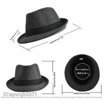 ソフト帽★新品 メンズキャップ ジャズハット 中折れハット 紳士 帽子 フリーサイズ 58センチ /グレー_画像7