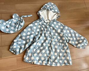 ZARA kids フード・ポーチ付レインコート　水色　2-3歳　98センチ