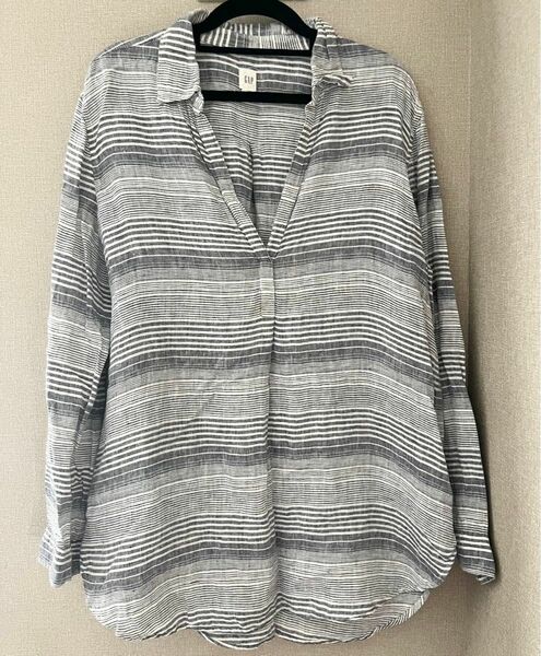 GAP シャツ　ボーダー　スキッパー　L