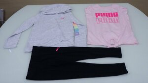 k842-1406461 PUMA プーマ キッズ US/6 JP/110-120 Tシャツ フードパーカー パンツ 3枚 女の子 子供 ガールズ