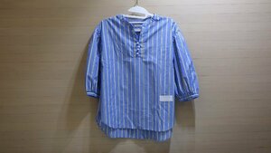 c594-50215 展示品 REMIEL STRIRIPED US/L JP/XL ブルー イエロー ストライプ レディース シャツ 七分袖