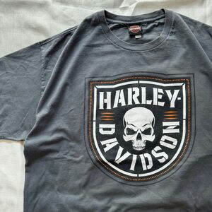 【希少】HARLEY-DAVIDSON Tシャツ ヴィンテージ 両面 グレー スカル ビンテージ