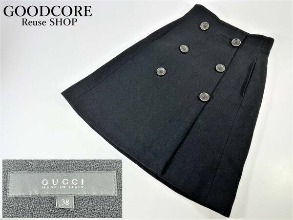 GUCCI グッチ スカート 黒 ブラック ボタン アパレル レディース●R601173