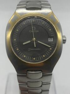 M19 1円〜 OMEGA オメガ　ポラリス シーマスター　デイト　グレー文字盤　メンズ腕時計　クォーツ　美品