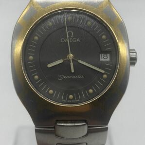 M19 1円〜 OMEGA オメガ ポラリス シーマスター デイト グレー文字盤 メンズ腕時計 クォーツ 美品の画像1