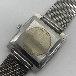 M1001 1円〜 LONGINES/CONQUEST 1970年代製 純正ベルト 手巻き ジャンク メンズ腕時計 ビンテージ アンティーク 角型 スクエア 青文字盤の画像5