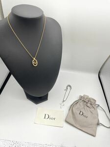 Y301 1円〜 クリスチャンディオール まとめChristian Dior アクセサリー ネックレス ゴールドカラー 小物 ラインストーン　クロストップ