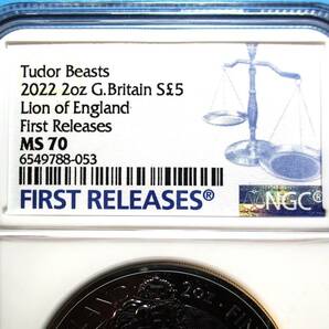 ★★ 最高鑑定 イギリス Tudor Beasts Lion of England 2022年 5￡ 2oz .9999銀貨 NGC MS70 First Releases ★★の画像5