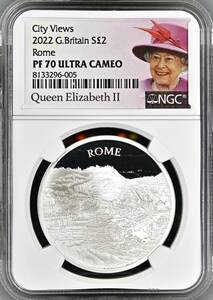 ★★ 最高鑑定 イギリス 2022年 街の景観(ローマ) 2￡ 1oz.999銀貨 NGC PF70UCAM ★★