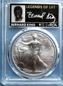 ★★ 最高鑑定 シルバーイーグル 2020 NBAレジェンド Bernard King 直筆サイン １$ .999銀貨 PCGS MS70 First Strike ★★