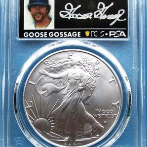 ★★ 最高鑑定 シルバーイーグル 2024年 MLBレジェンド Goose Gossage 直筆サイン １$ .999銀貨 PCGS MS70 First Strike ★★の画像1