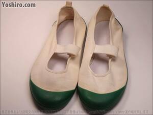  труба KS127* б/у Junk 1 иен ~/24.5cm* Asahi ASAHI сменная обувь сверху обувь . внутри надеть обувь белый + зеленый + белый низ * ткань / сделано в Японии / девочка 