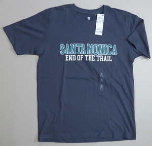 定価1380円★Tシャツ Mサイズ 綿100%★SANTA MONICA サンタモニカ アメリカ★イオン トップバリュ 黒 ブラック グレー