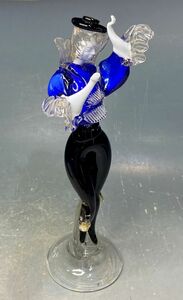 Murano「ベネチアンガラス　フラメンコ　人形」 ムラーノ イタリア 硝子 フィギュリン 金彩 ムラノ インテリア 置物 貴公子 青 y18450500