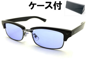 SQUARE NARROW BROW SIRMONT SUNGLASS BLACK・GUNMETAL × LIGHT BLUE + メガネケース BLACK/スクエアナローサーモントブローサングラス