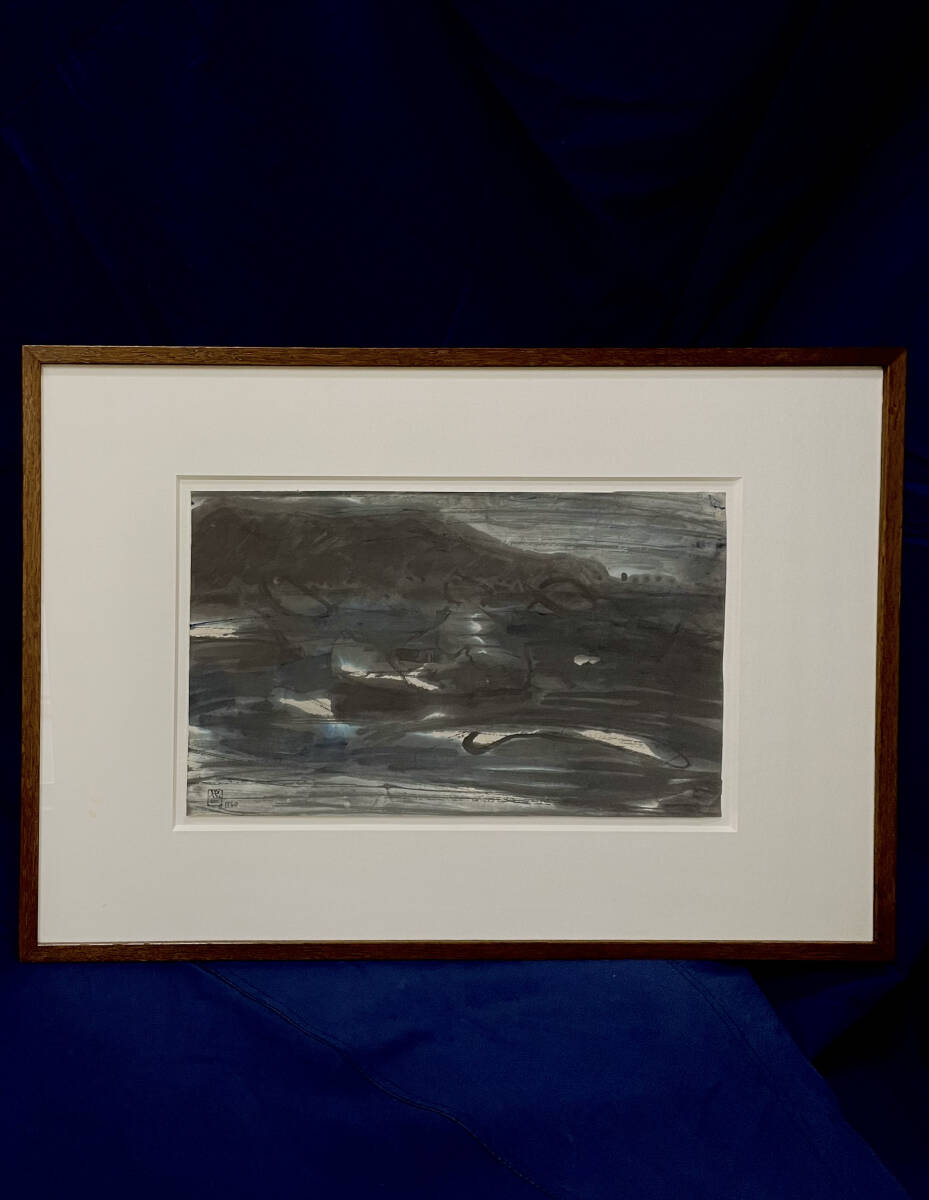 ◆ One-of-a-kind item [guaranteed authentic] Chuji Nakamura -Cyuji Nakamura- Yoru no umi- Produced in 1960 Signed by the artist Framed Watercolor, Painting, watercolor, Nature, Landscape painting