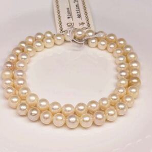 日本産 本真珠 パールネックレス 45cm 真珠ネックレスnecklace jewelry pearl ジュエリー 艶やか 養殖真珠 留め具部分SILVER刻印あり の画像1