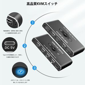 KVMスイッチ　HDMI 1個　2入力1出力 HDMI KVMスイッチ　4K