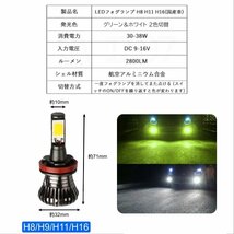 LED フォグランプ 2色切替 カラーチェンジ 4000kグリーン 6000kホワイト LEDバルブ ツインカラー H8/H9/H11/H16_画像10