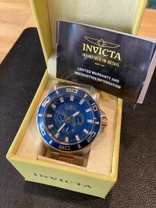 INVICTA インビクタprodiver★アナログクォーツ　　　　　　文字盤ベゼルブルー　ベルトゴールドシルバーコンビ