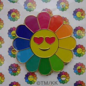 即決♪新品♪村上隆 お花 レインボー フラワー 絵文字 ピン ピンバッジ 大 37mm♪もののけ京都 六本木ヒルズ STARS展 カイカイキキ ゆず