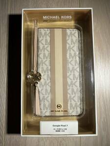 【新品未使用・未開封】Google Pixel 7用 MICHAEL KORS ブックタイプケース with Tassel Charm／Beige Pink Stripe R22C108W